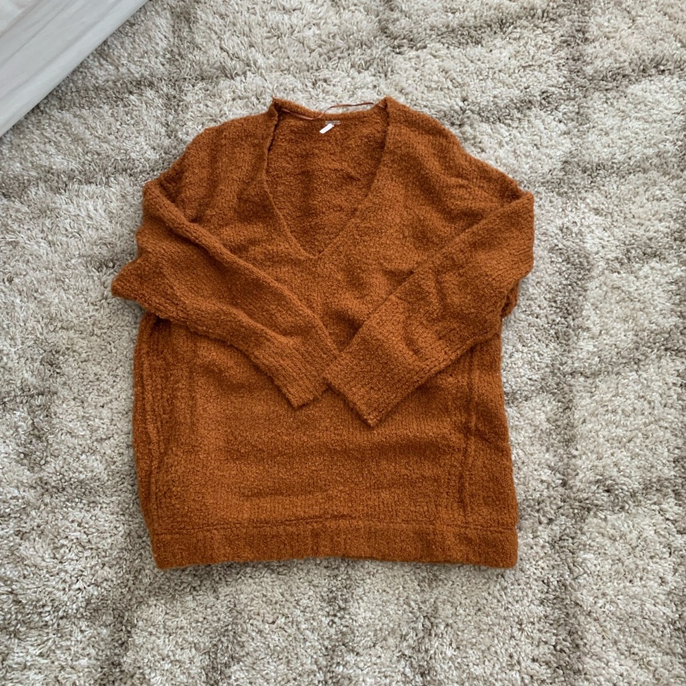 Free People V Neck Boucle Sweater
